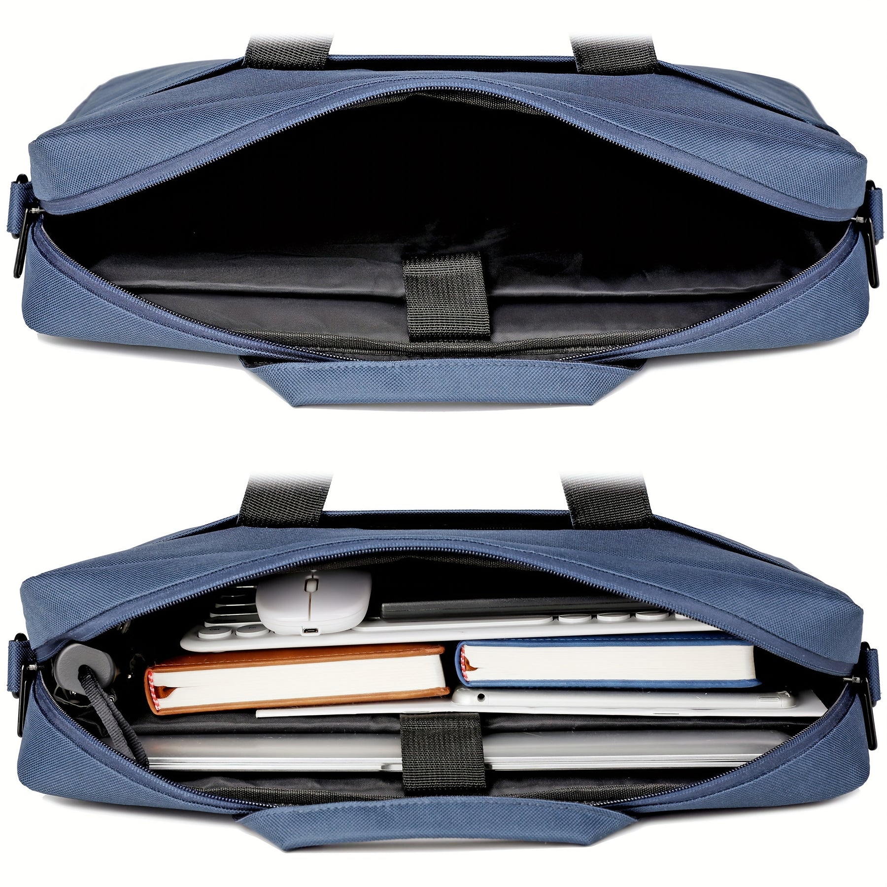 Bolsa de ombro grande em poliéster com acolchoamento à prova de choque e alça destacável, ideal para laptop e viagens de negócios.