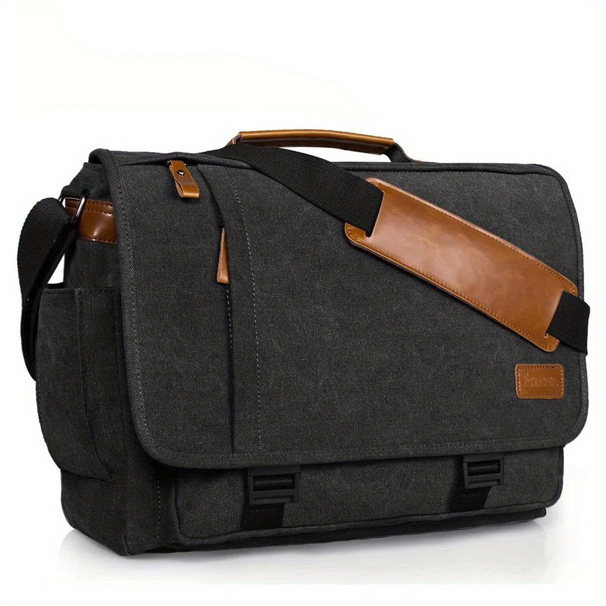 Bolsa masculina de lona vintage à prova d'água, com alça ajustável e grande capacidade para laptop.