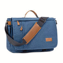 Bolsa masculina de lona vintage à prova d'água, com alça ajustável e grande capacidade para laptop.