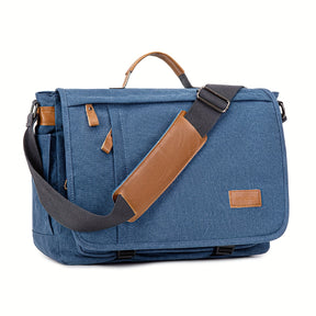 Bolsa masculina de lona vintage à prova d'água, com alça ajustável e grande capacidade para laptop.