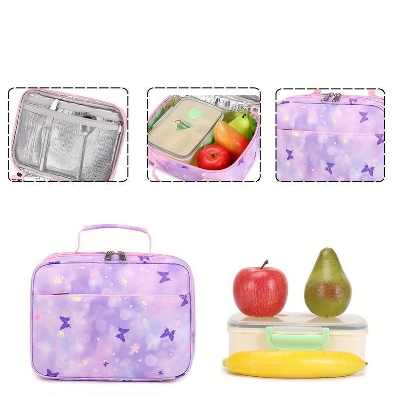 Bolsa térmica de nylon com compartimento espaçoso e isolado, alça superior prática, ideal para escola, trabalho ou passeios, para maiores de 14 anos.

