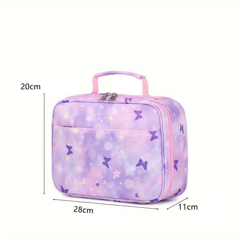 Bolsa térmica de nylon com compartimento espaçoso e isolado, alça superior prática, ideal para escola, trabalho ou passeios, para maiores de 14 anos.

