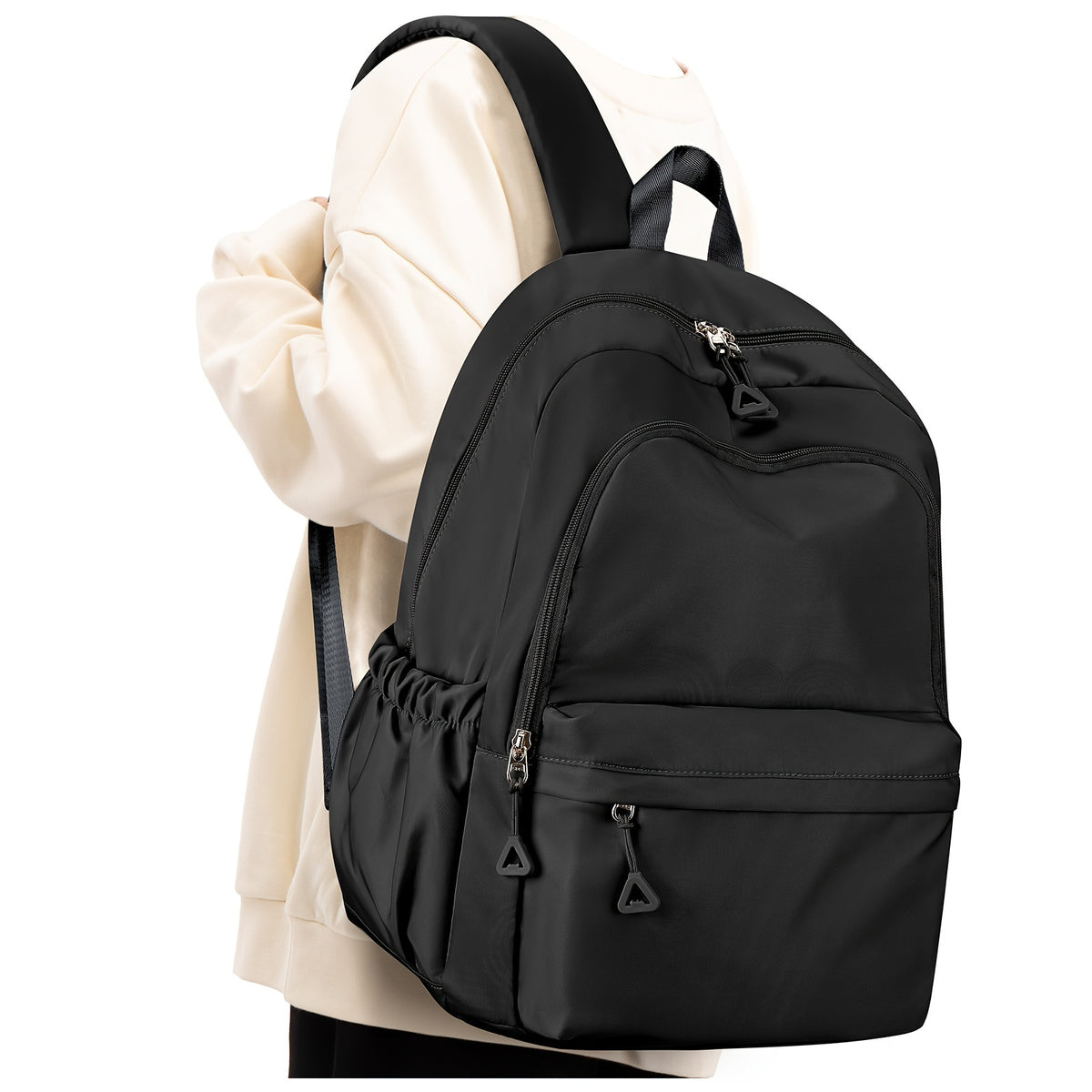 Mochila escolar casual com design moderno, grande capacidade, em tecido resistente e leve, ideal para viagens e uso diário.