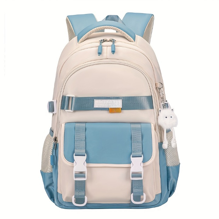 Mochila casual moderna com estampa colorida, grande capacidade, alça ajustável, resistente à água, ideal para viagens, escola e uso diário.

