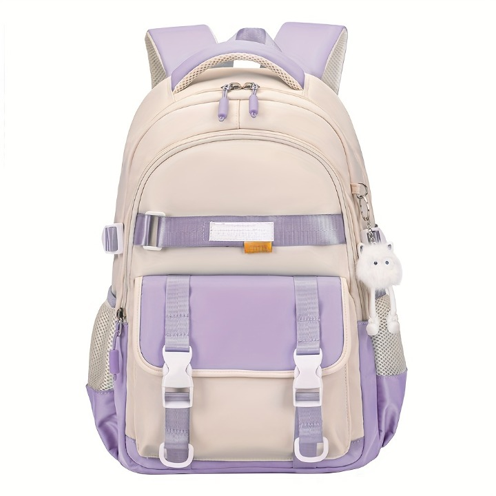 Mochila casual moderna com estampa colorida, grande capacidade, alça ajustável, resistente à água, ideal para viagens, escola e uso diário.

