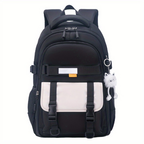 Mochila casual moderna com estampa colorida, grande capacidade, alça ajustável, resistente à água, ideal para viagens, escola e uso diário.

