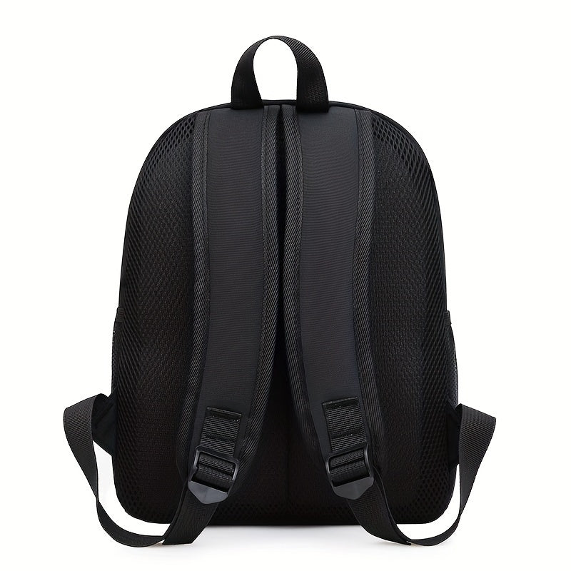 Mochila infantil de desenhos animados em nylon leve, com alças ajustáveis e fechamento em zíper, perfeita para crianças de 3-6 anos usarem na escola ou viagens.