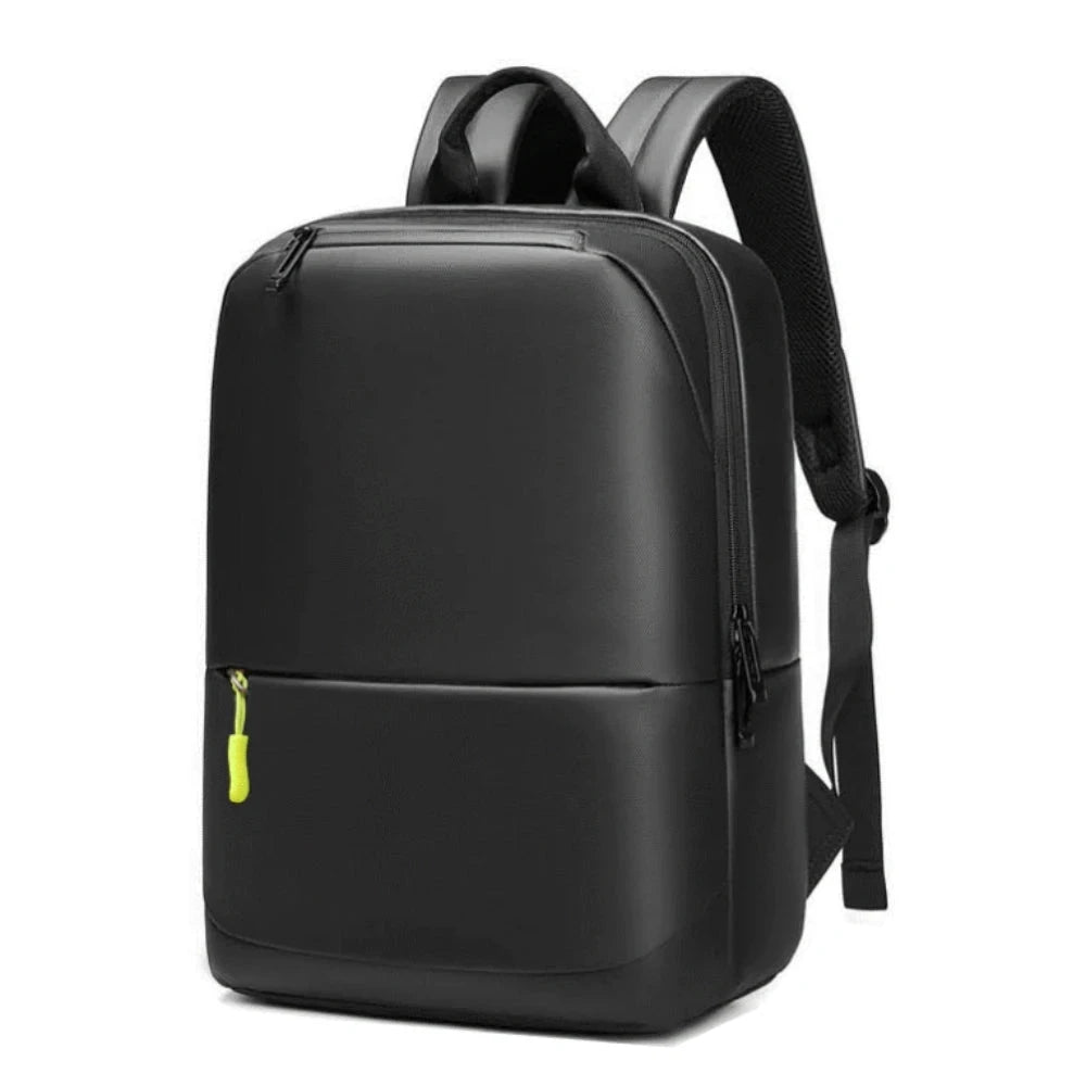 Mochila de negócios unissex, impermeável, com capacidade de 18L e compartimento para laptop, feita em couro rachado.

