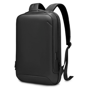 Mochila masculina de negócios em tecido Oxford, com design leve, porta USB, compartimento para laptop 15,6" e recursos antifurto.

