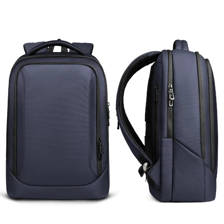 Mochila masculina casual resistente à água, com porta USB, grande capacidade e compartimentos organizados.

